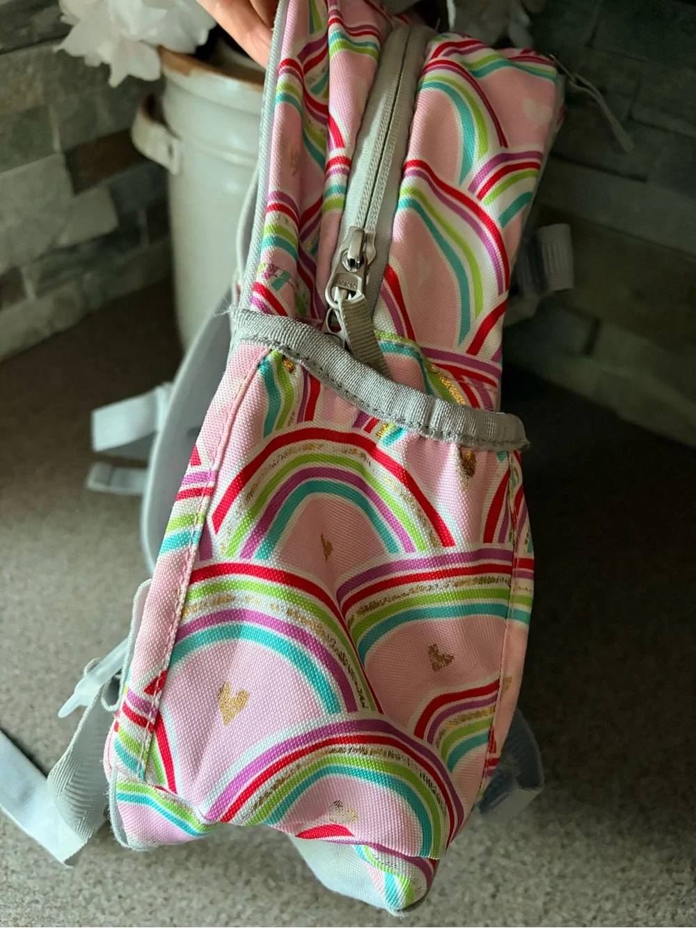 Pottery Barn Kids Kids Rainbow Print Backpack - Pink/Gray(Small)